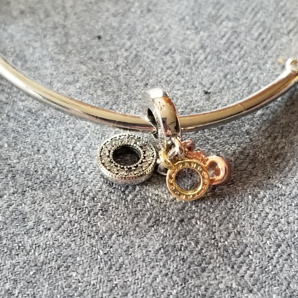 Pandora Triple Monogram & Logo CZ Dangle Ch - Picture 6 of 10